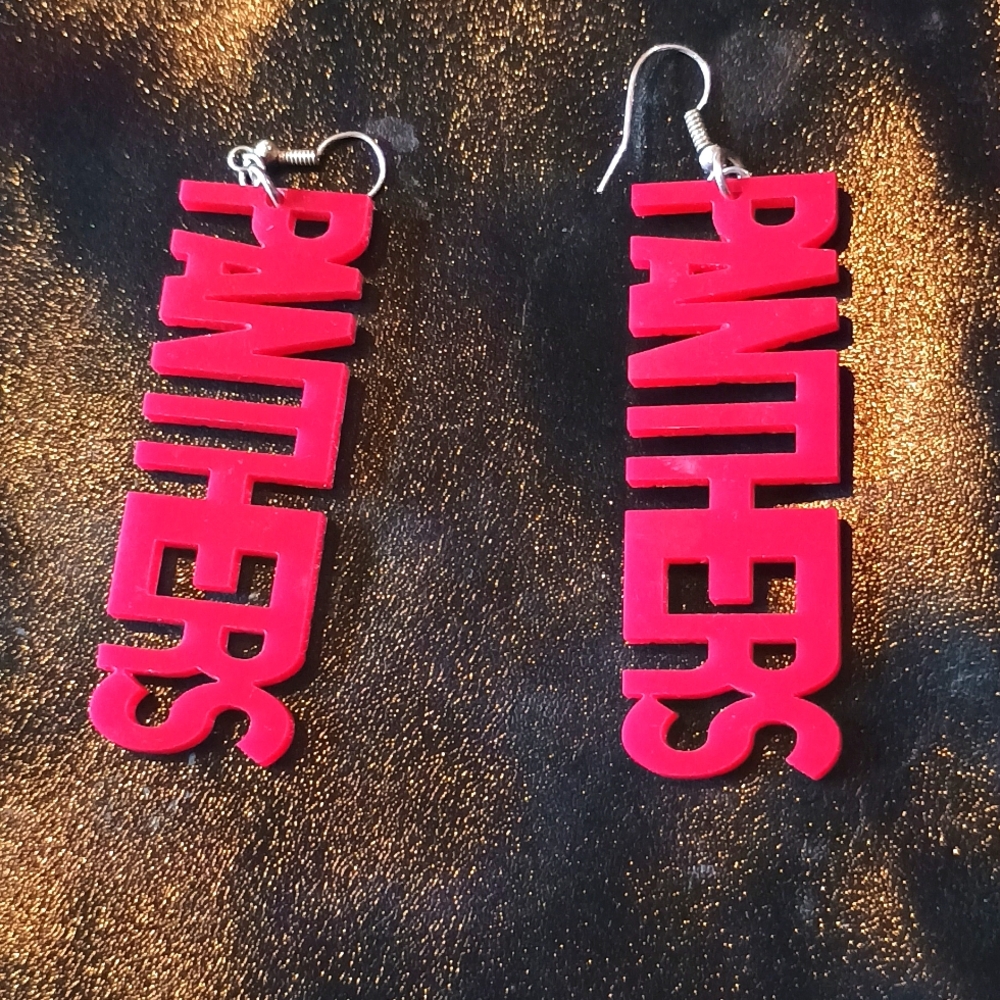 Panthers Red Earrings